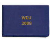 blue vinyl autograph book with gold foil imprinting